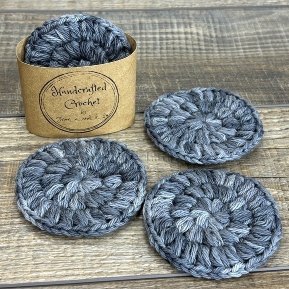 Handcrafted Crochet Face Round Makeup Remover Scrubbies Set Cotton Yarn